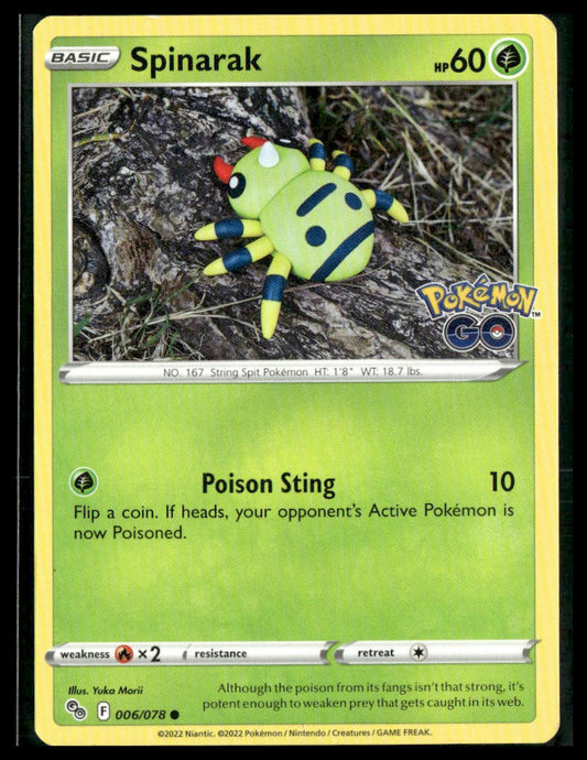 Spinarak #006/078 Clay Yuka Morii Pokemon GO NM