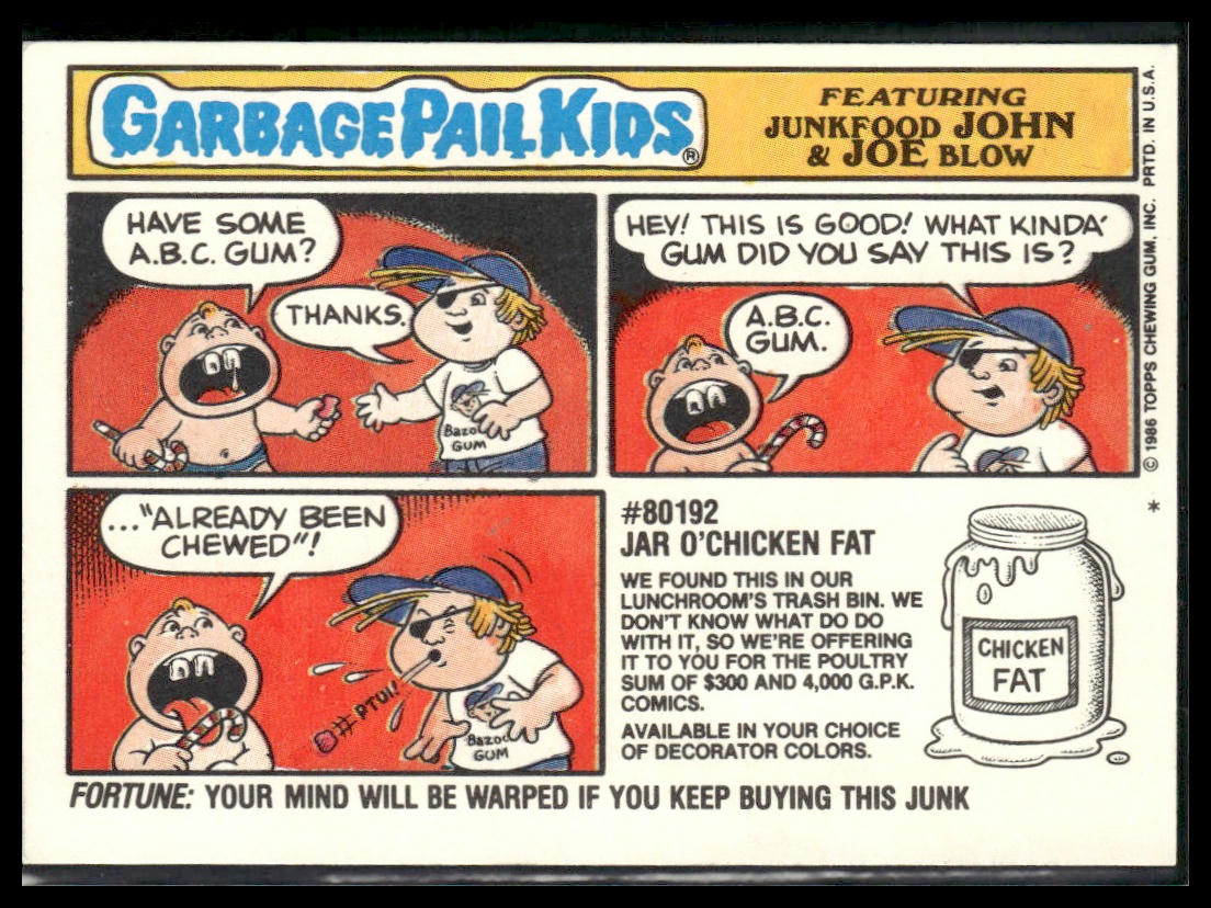 Trashy Trudy #217a Topps 1986 Topps Garbage Pail Kids Series 6