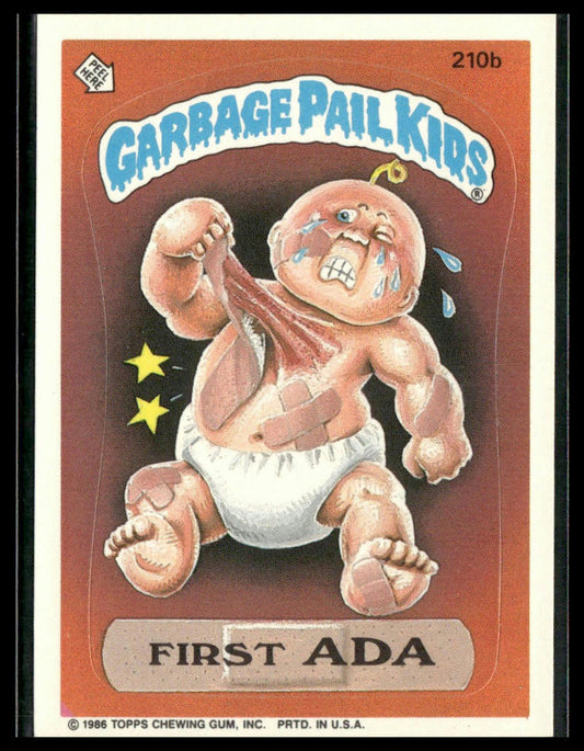 First Ada #210b Topps 1986 Topps Garbage Pail Kids Series 6