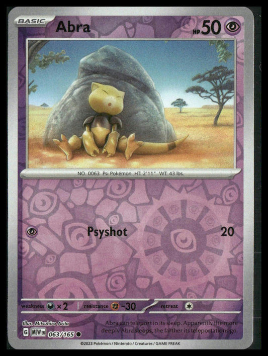 Abra #063/165 Reverse Holo Scarlet & Violet 151 NM