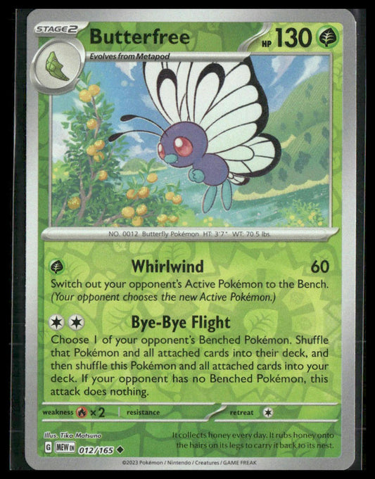 Butterfree #012/165 Reverse Holo Scarlet & Violet 151 NM