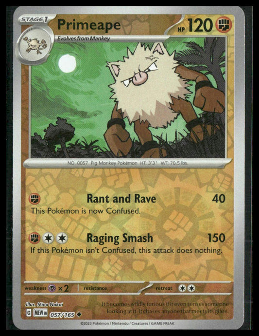 Primeape #107/193 Reverse Holo Scarlet & Violet 151 NM
