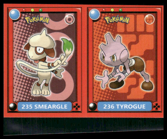 Smeargle / Tyrogue #235-236 Peru 2022 Pokedex Stickers NM