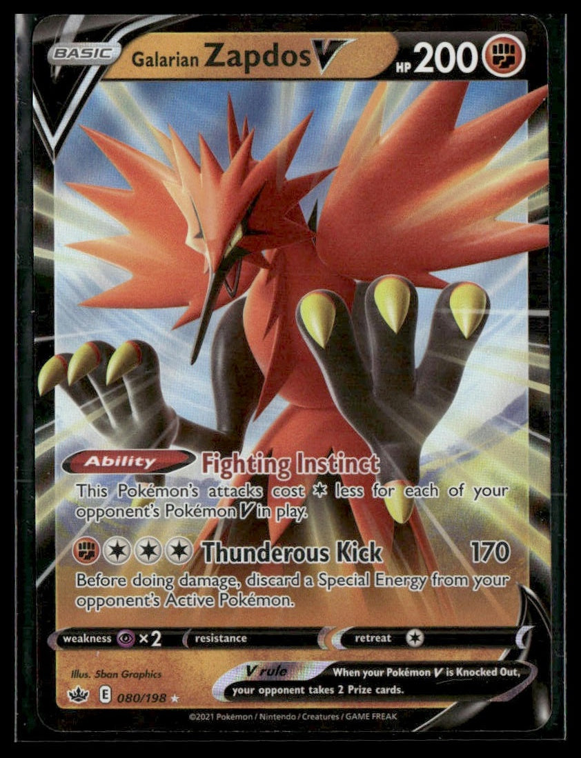 Galarian Zapdos V #080/198 Chilling Reign NM