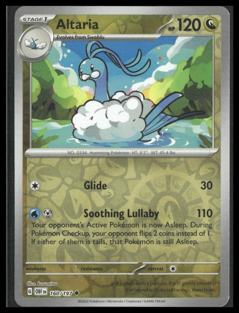 Altaria #160/197 Reverse Holo Obsidian Flames NM