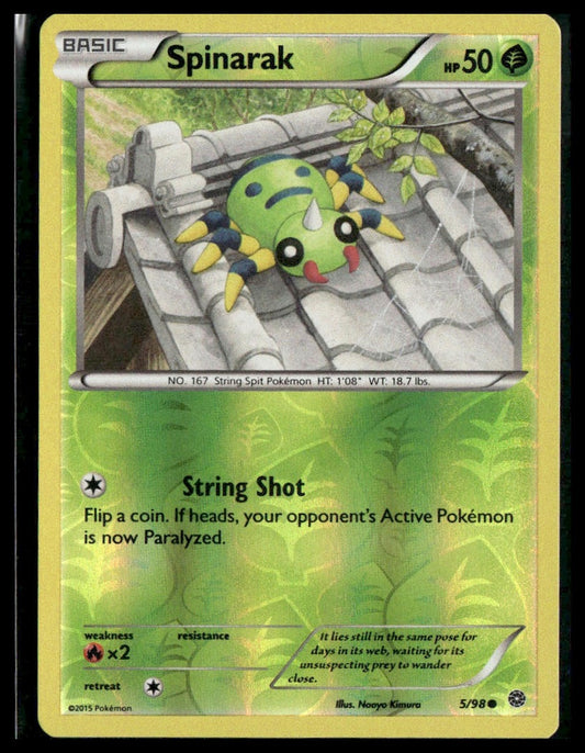 Spinarak #5/98 Reverse Holo XY - Ancient Origins NM