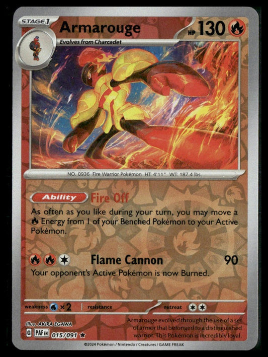 Armarouge #015/091 Reverse Holo Paldean Fates NM