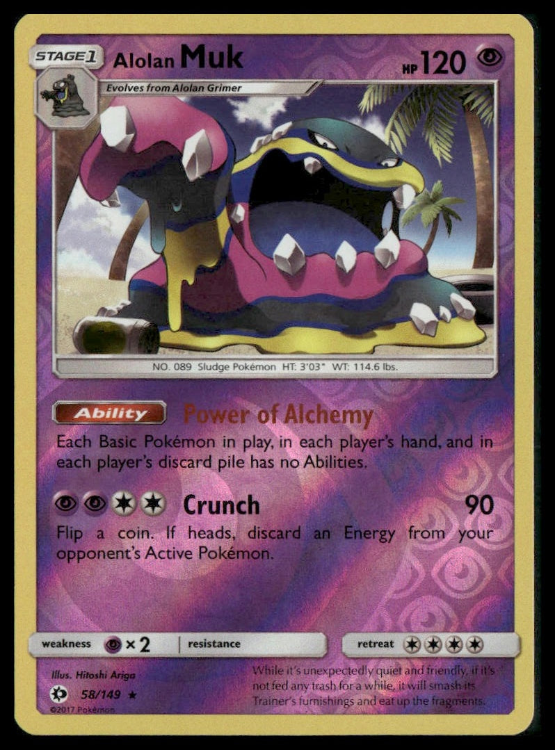 Alolan Muk #58/149 Reverse Holo SM Base Set NM