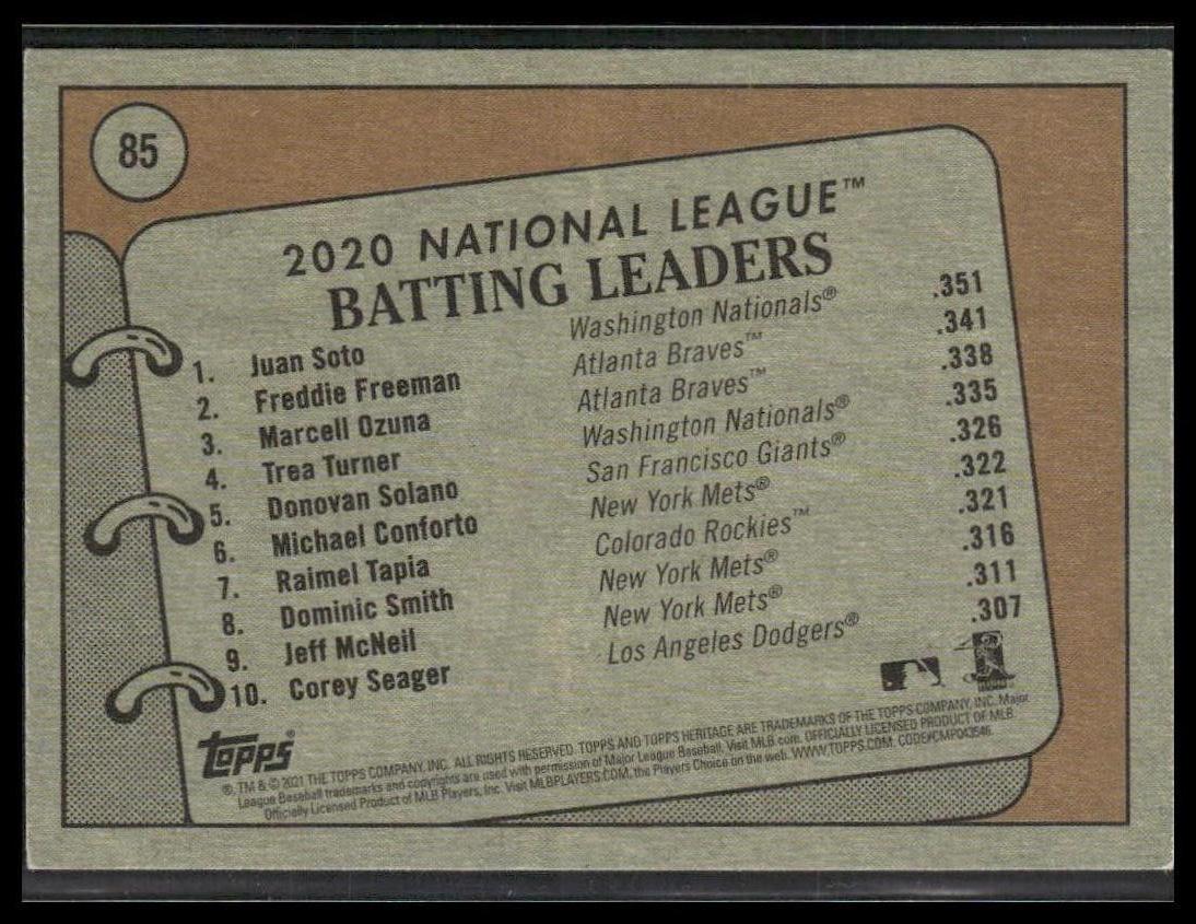 2020 NL Batting Leaders (Soto / Freeman / Ozuna) #85 2021 Topps Heritage