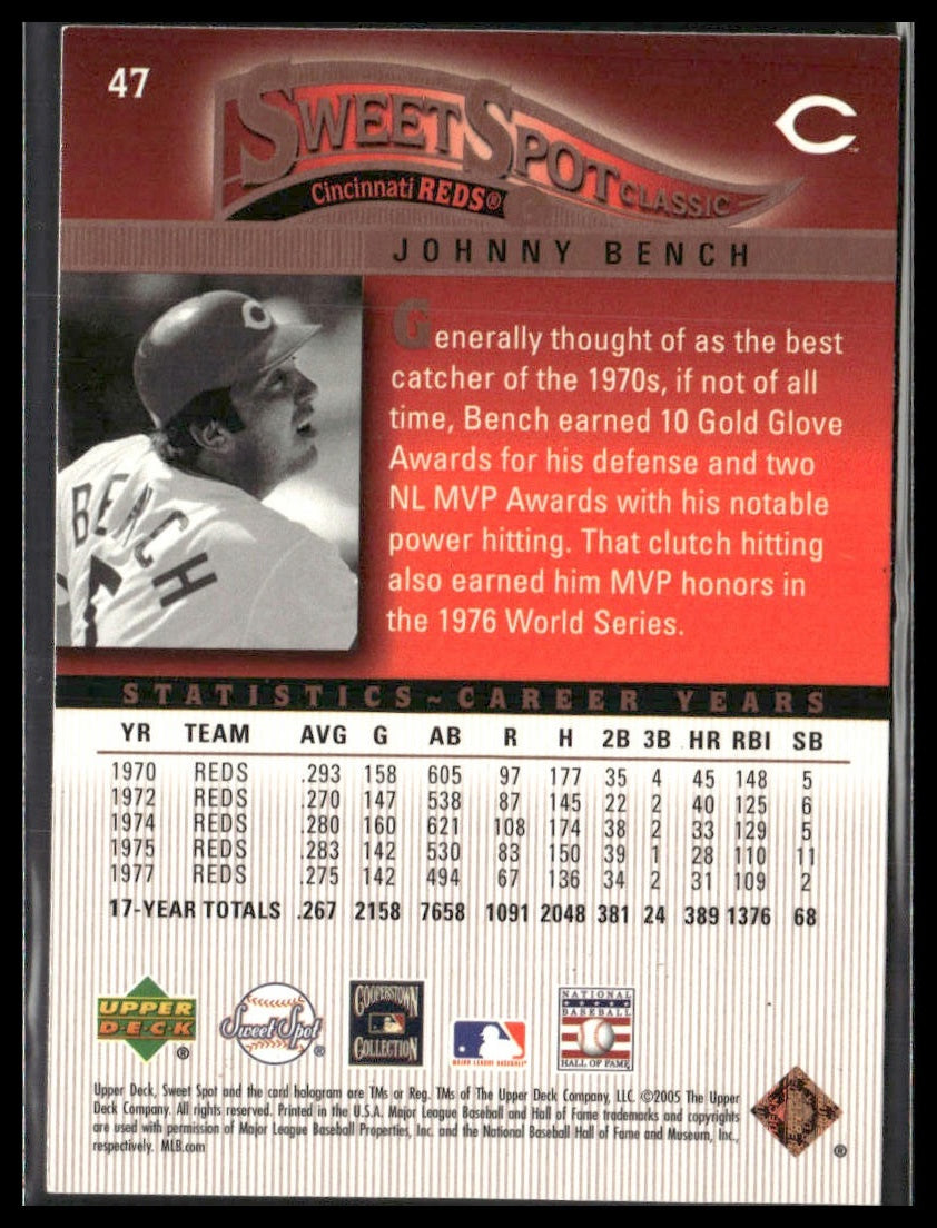 Johnny Bench #47 2005 Upper Deck Sweet Spot Classic Cincinnati Reds