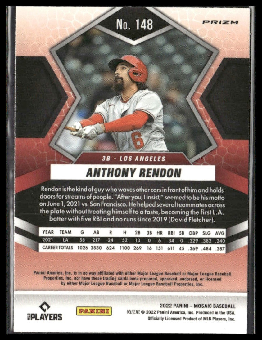 Anthony Rendon #148 2022 Panini Mosaic Blue Camo Mosaic Los Angeles Angels