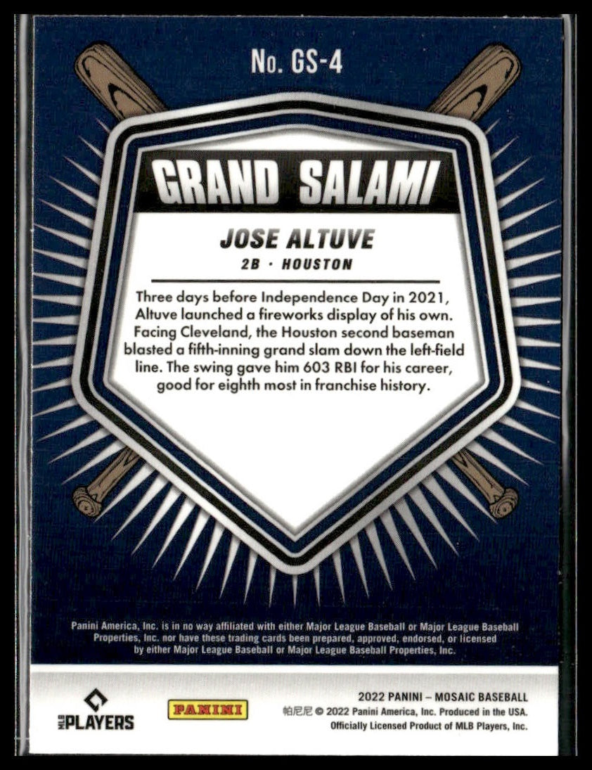 Jose Altuve #GS-4 2022 Panini Mosaic Grand Salami Houston Astros