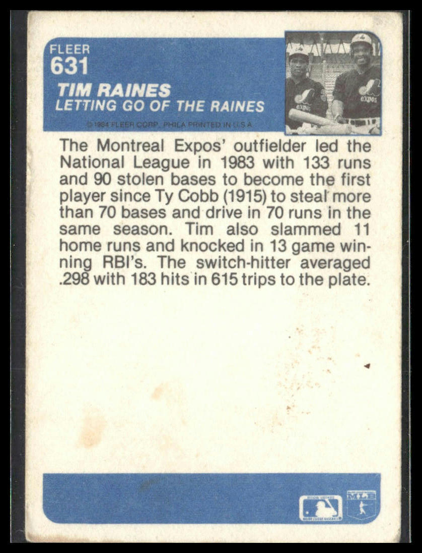 Tim Raines #631 1984 Fleer Montreal Expos