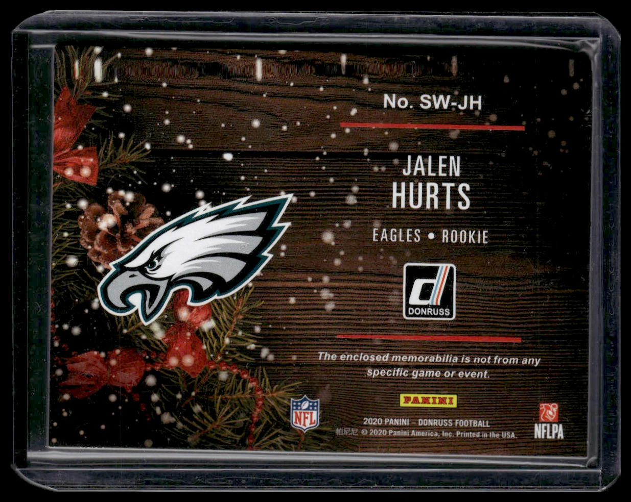 Jalen Hurts #SW-JH 2020 Donruss Rookie Holiday Sweater Philadelphia Eagles