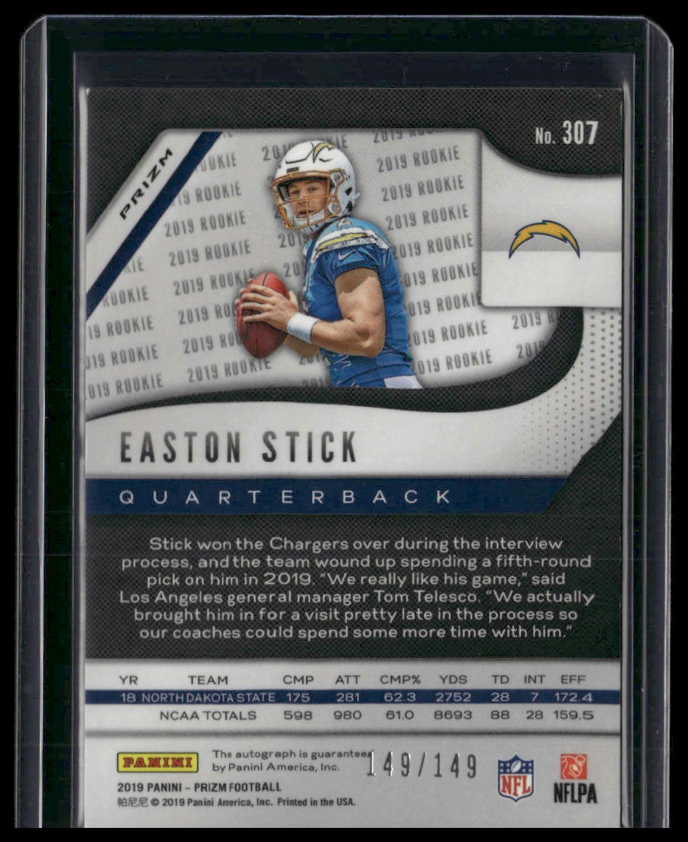 Easton Stick Rookie #307 2019 Panini Prizm Autographs Red Wave #/149