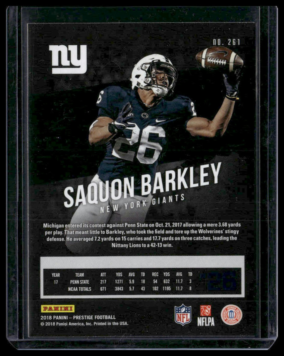 Saquon Barkley Rookie #261 2018 Panini Prestige Xtra Points Green
