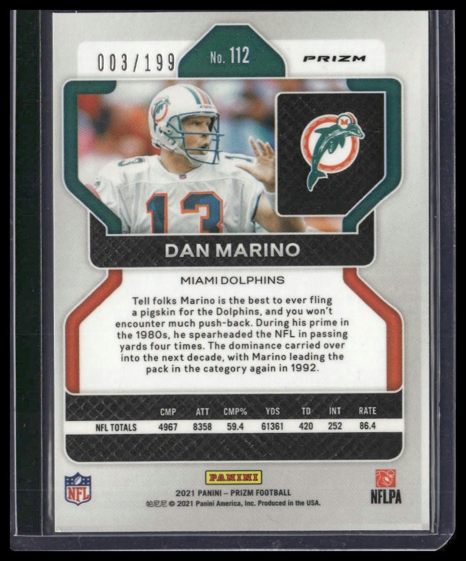 Dan Marino #112 2021 Panini Prizm Blue Wave #/199