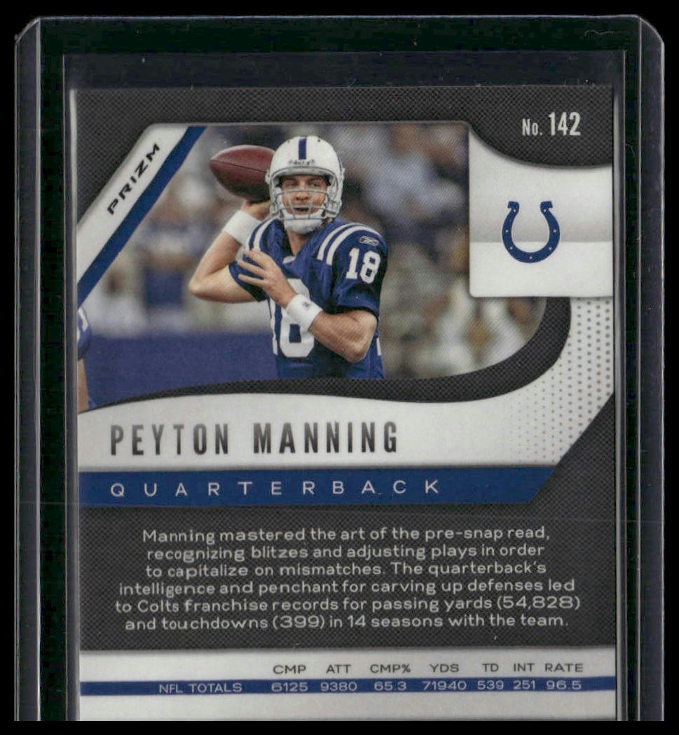 Peyton Manning #142 2019 Panini Prizm Orange #/249 Indianapolis Colts