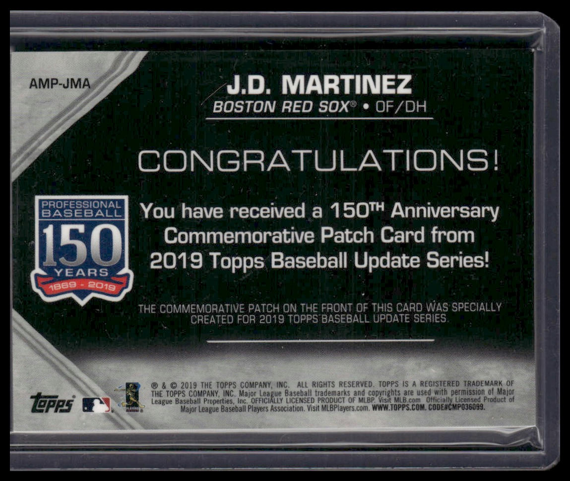 J.D. Martinez #AMP-JMA 2019 Topps Update 150th Anniversary Relic Boston Red Sox
