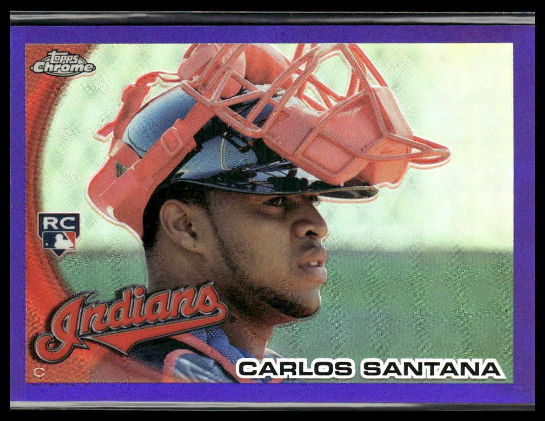 Carlos Santana #198 Rookie 2010 Topps Chrome Purple Refractors #/599 Indians