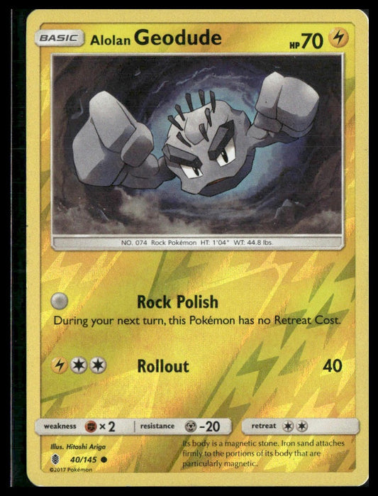Alolan Geodude #40/145 Reverse Holo SM - Guardians Rising LP