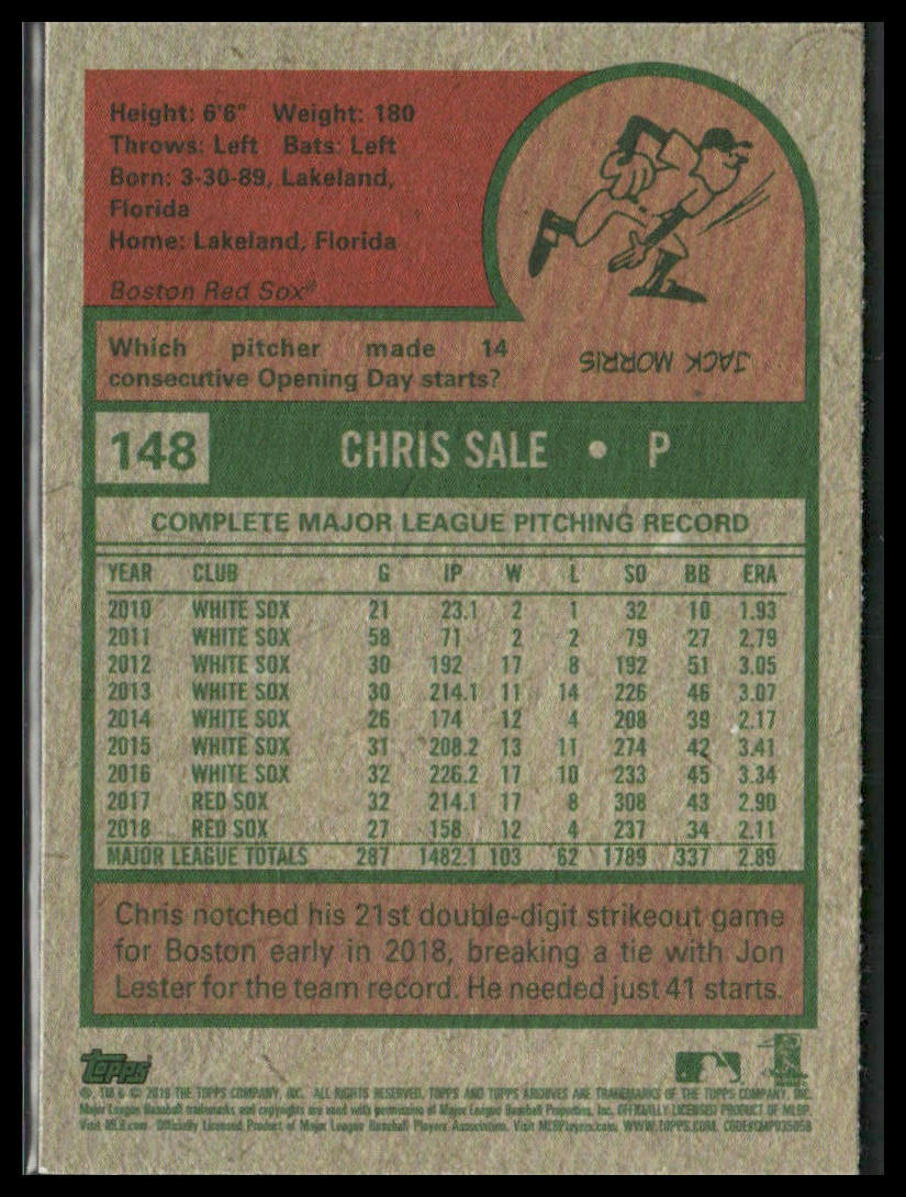 Chris Sale #148 2019 Topps Archives Boston Red Sox