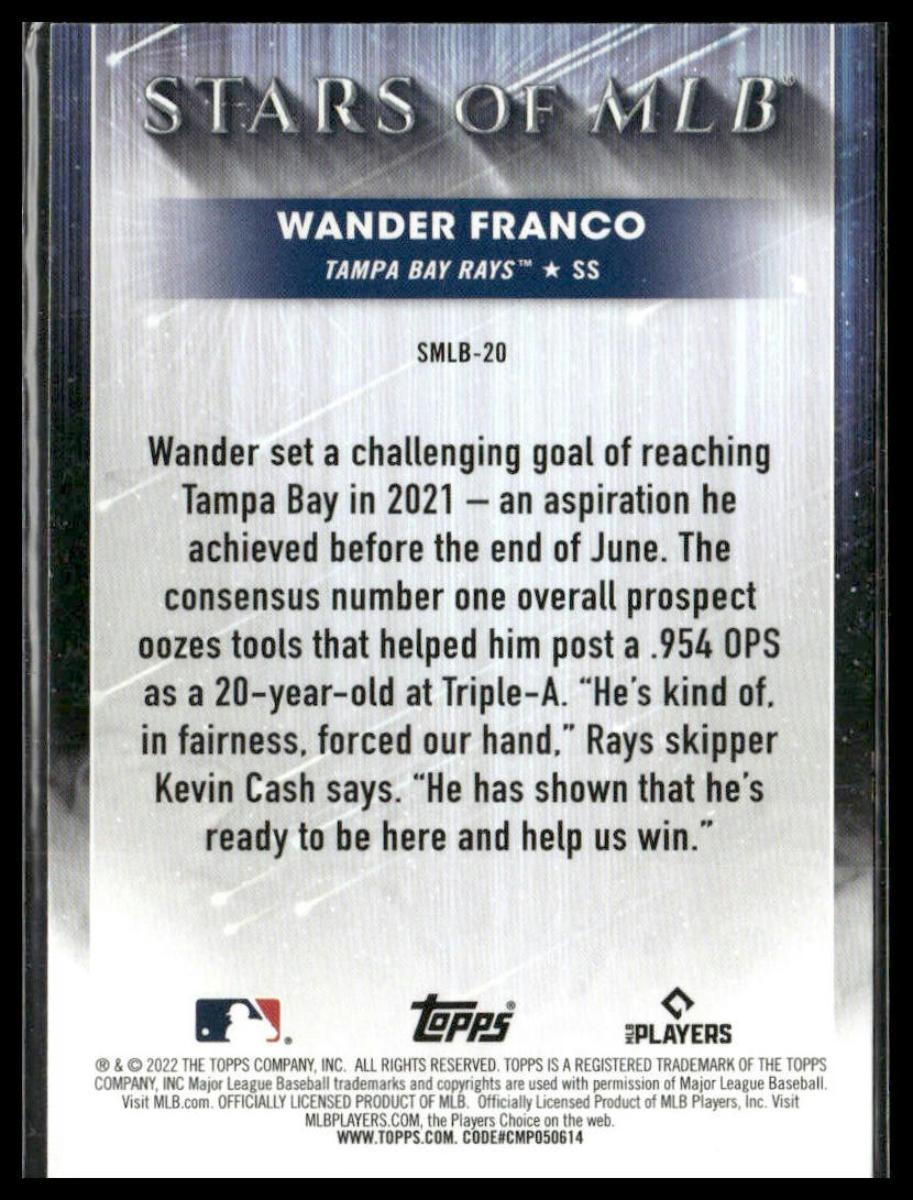 Wander Franco #SMLB-20 Rookie 2022 Topps Stars of MLB Tampa Bay Rays