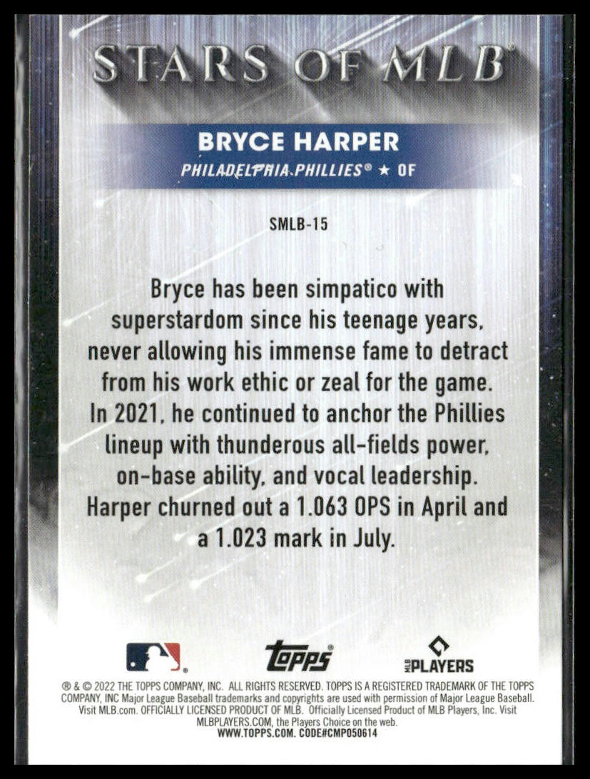 Bryce Harper #SMLB-15 2022 Topps Stars of MLB Philadelphia Phillies