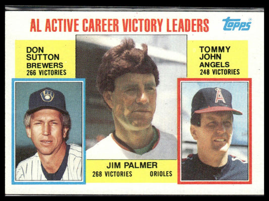 AL Active Career Victory Leaders (Palmer / Sutton / John) #715 1984 Topps