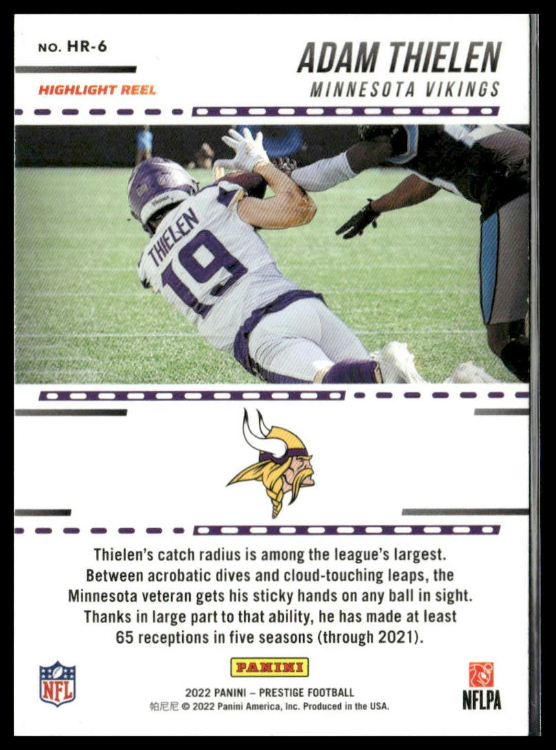 Adam Thielen #HR-6 2022 Panini Prestige Highlight Reel Minnesota Vikings