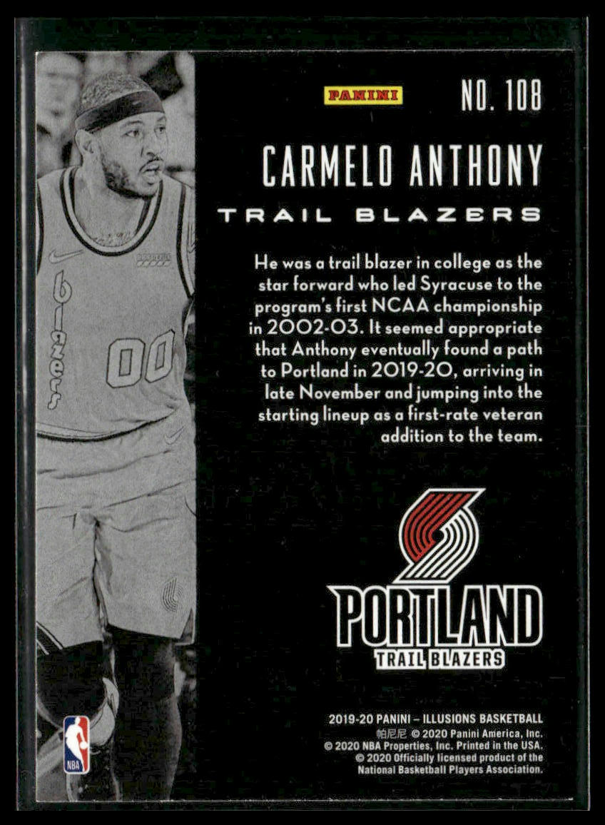 Carmelo Anthony #108 2019-20 Panini Illusions Portland Trail Blazers