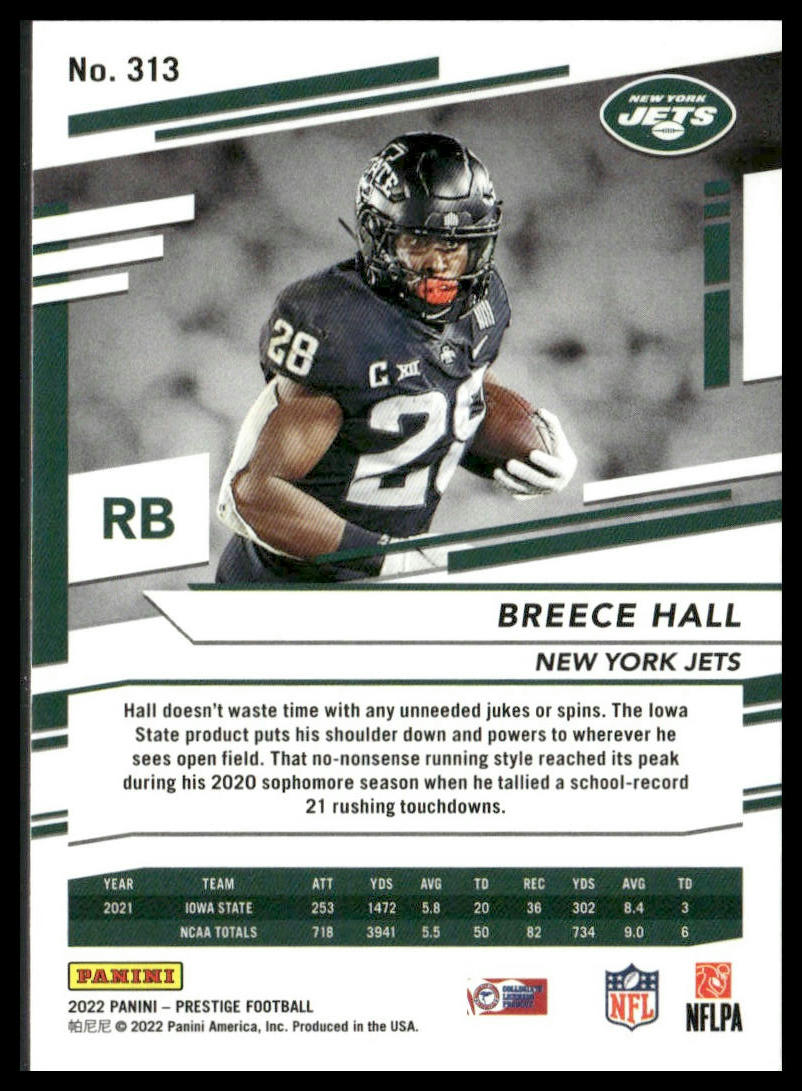 Breece Hall #313 Rookie 2022 Panini Prestige New York Jets