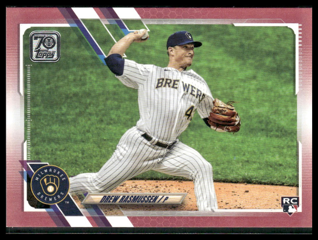 Drew Rasmussen #377 Rookie 2021 Topps Mother's Day Pink #/50 Milwaukee Brewers