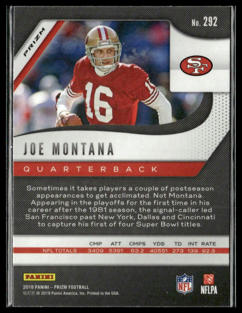 Joe Montana #292 2019 Panini Prizm Green San Francisco 49ers