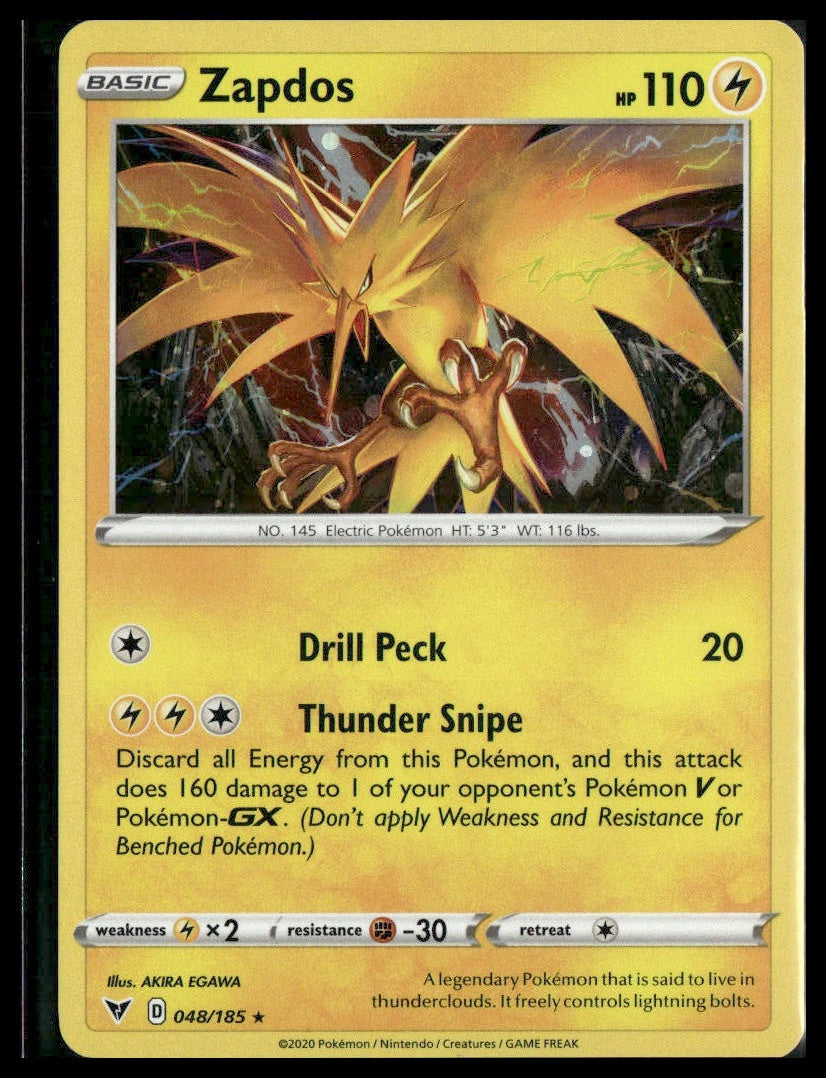 Zapdos #048/185 Holo Vivid Voltage NM
