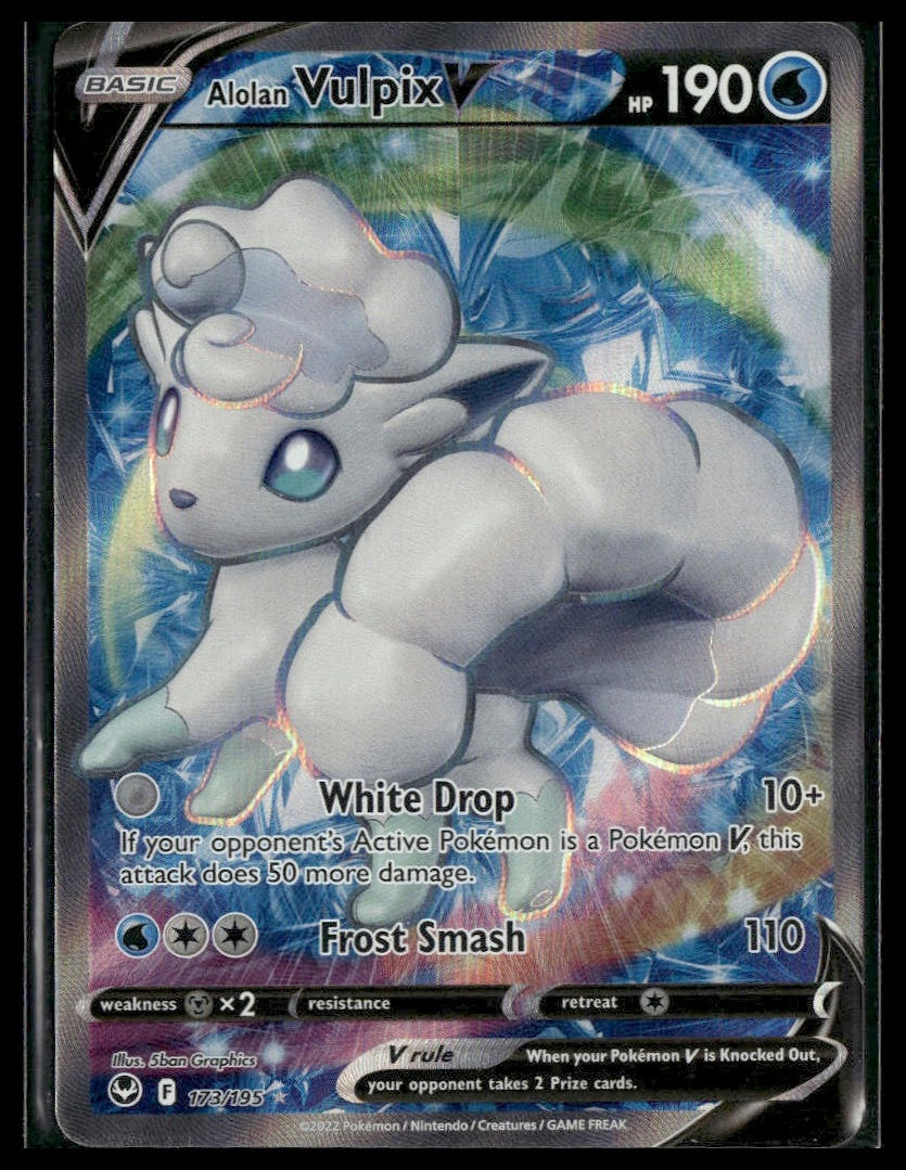 Alolan Vulpix V (Full Art) #173/195 Silver Tempest NM