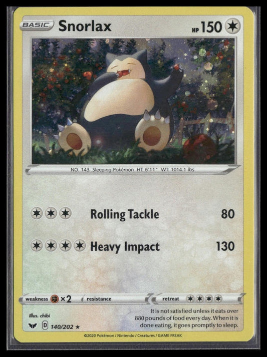 Snorlax #140/202 Cosmos Holo Sword & Shield Base Set NM