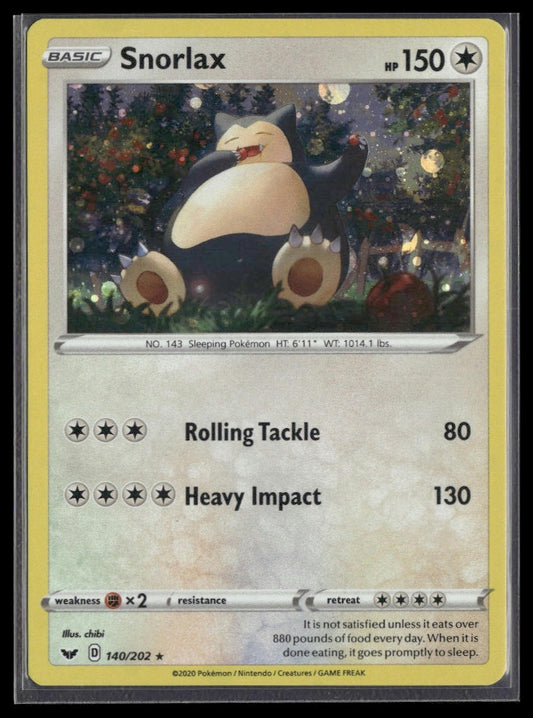 Snorlax #140/202 Cosmos Holo Sword & Shield Base Set NM