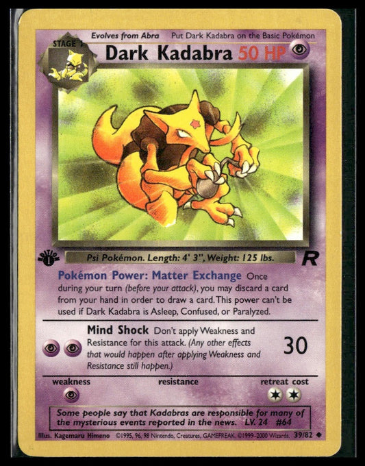 Dark Kadabra #39/82 1st Edition Team Rocket LP