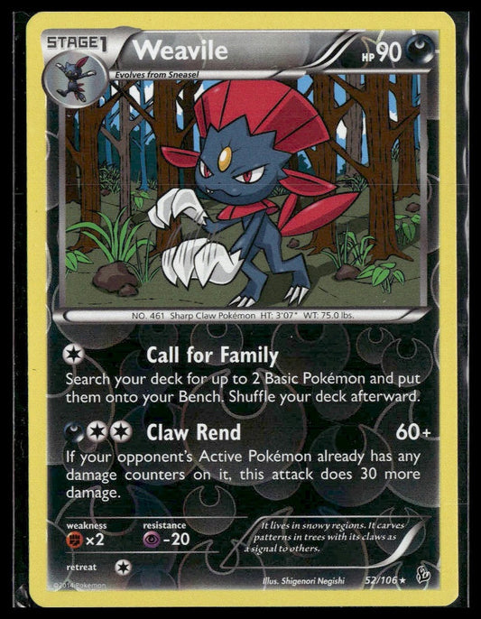 Weavile #52/106 Reverse Holo XY - Flashfire LP