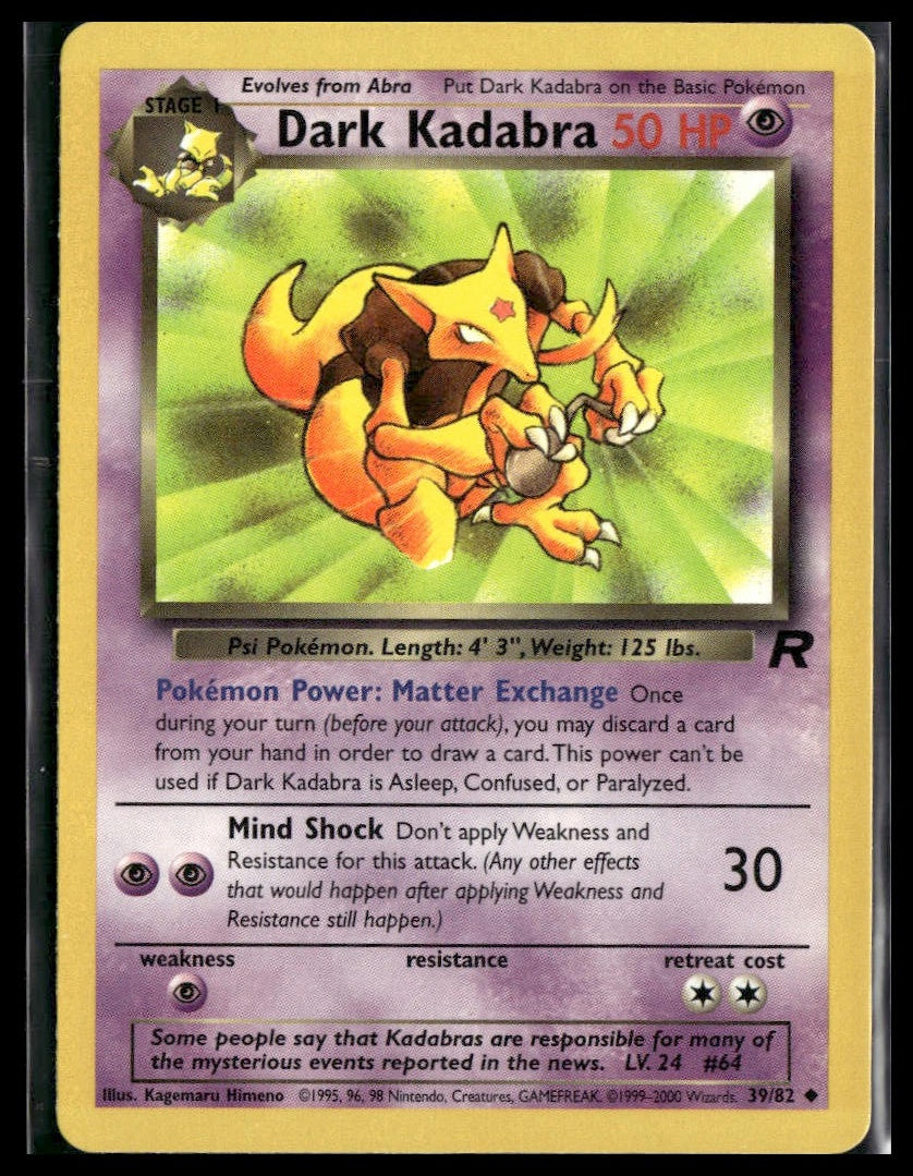 Dark Kadabra #39/82 Team Rocket LP