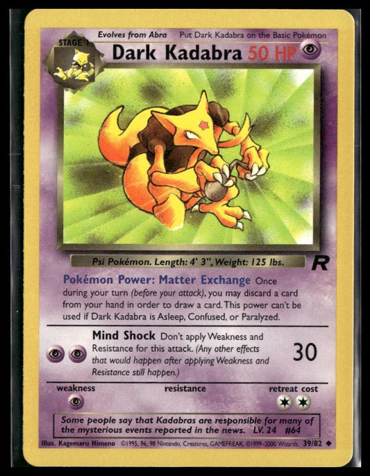 Dark Kadabra #39/82 Team Rocket LP
