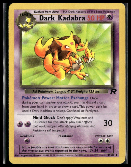 Dark Kadabra #39/82 Team Rocket LP