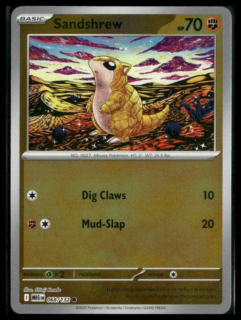 Sandshrew #068/132 Reverse Holo Mega Evolution NM