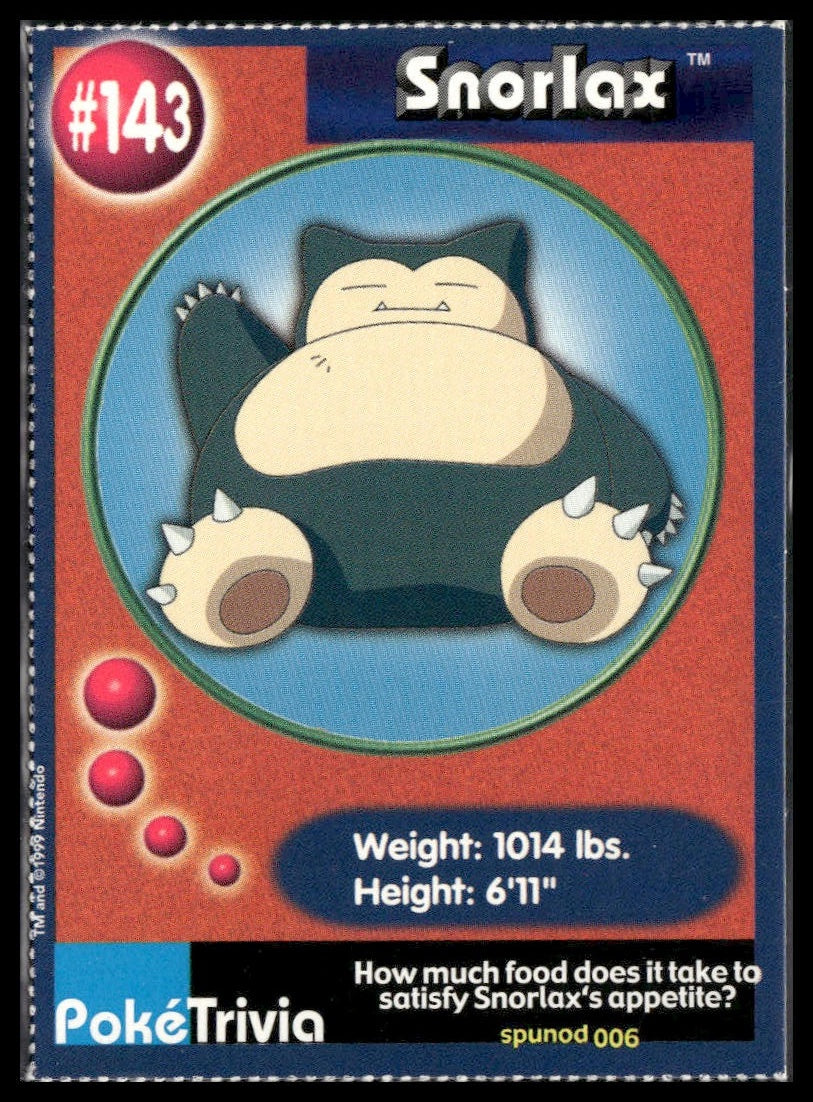 Snorlax #143 BurgerKing PokéTrivia LP