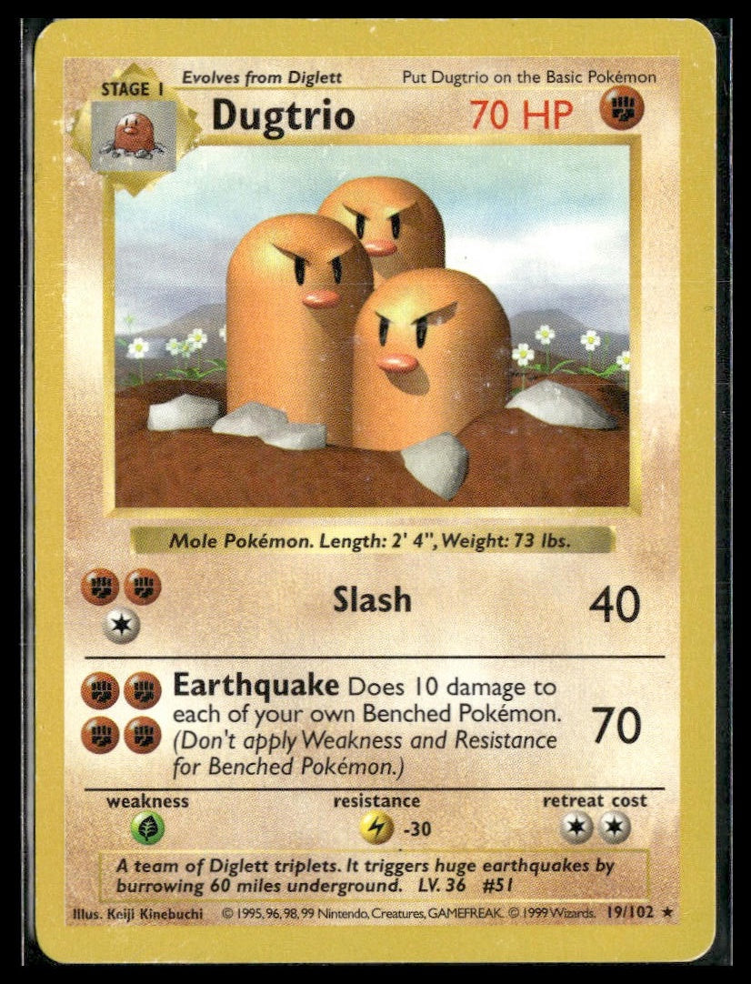 Dugtrio #019/102 Base Set (Shadowless) HP