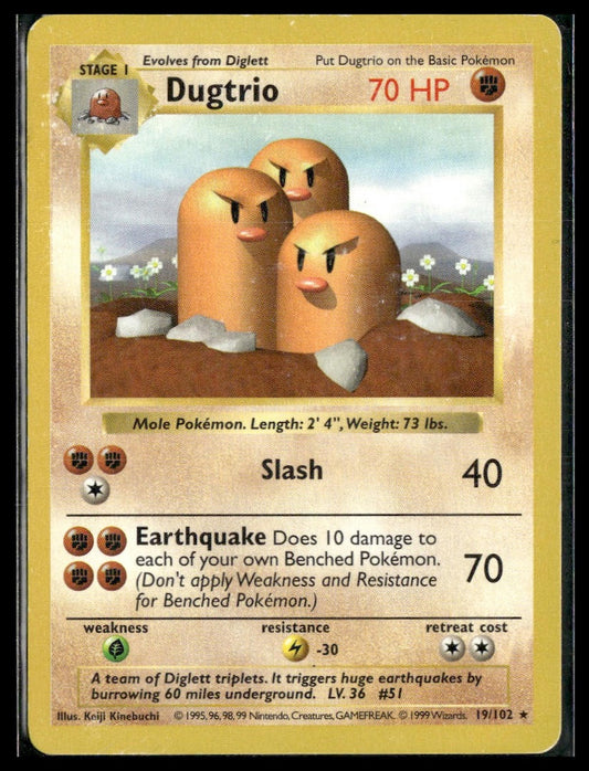 Dugtrio #019/102 Base Set (Shadowless) HP