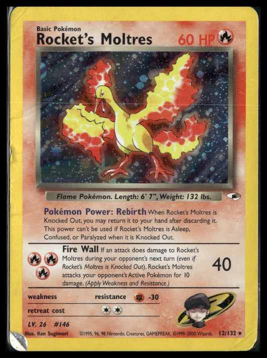 Rocket's Moltres #012/132 Gym Heroes HP/DMG