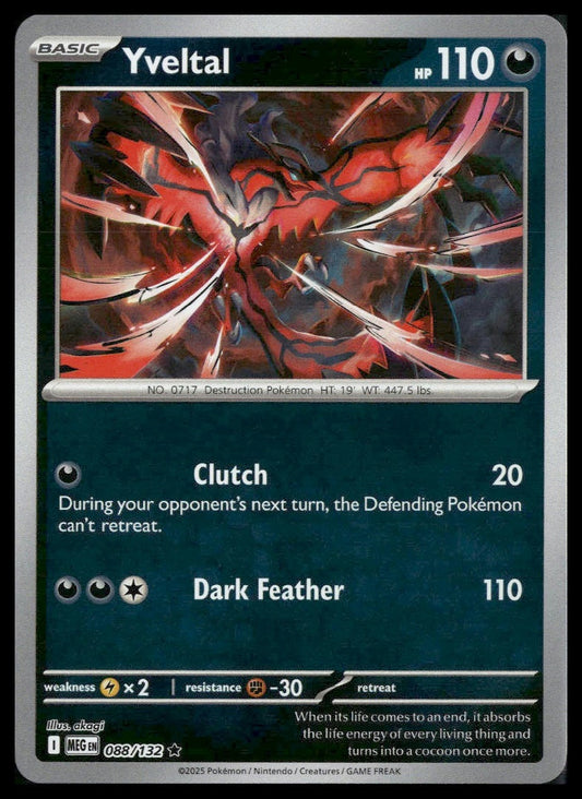 Yveltal #88/132 Reverse Holo Mega Evolution NM