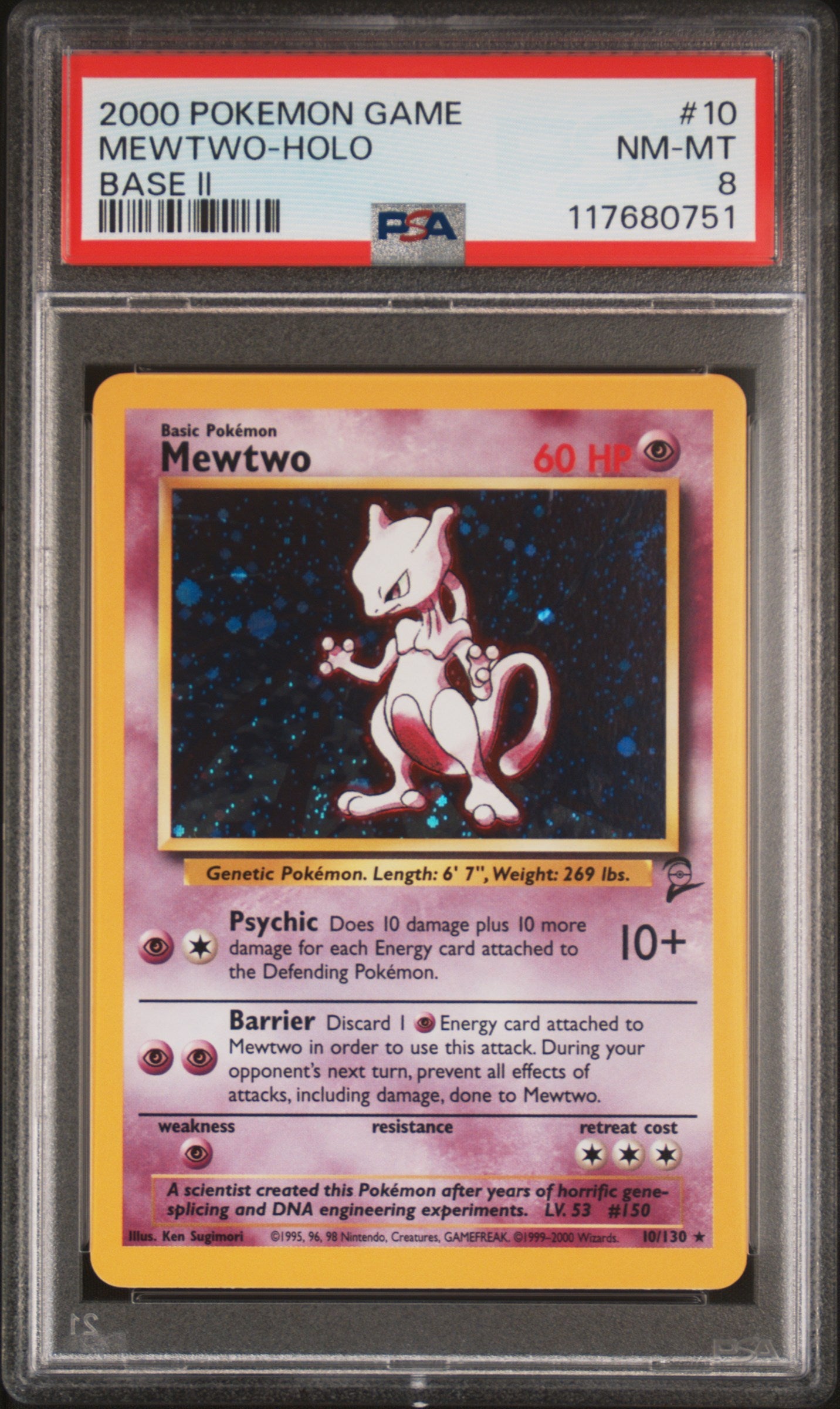 PSA 8 Mewtwo #10 Base Set 2